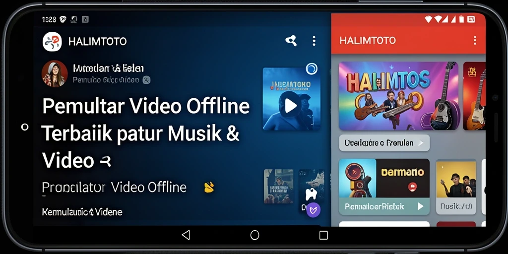 Tampilan antarmuka HALIMTOTO yang sederhana dan fungsional saat memutar video offline.