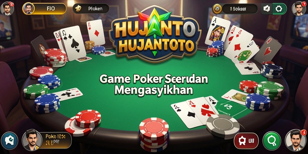 Tampilan antarmuka utama HUJANTOTO dengan fitur permainan Poker.