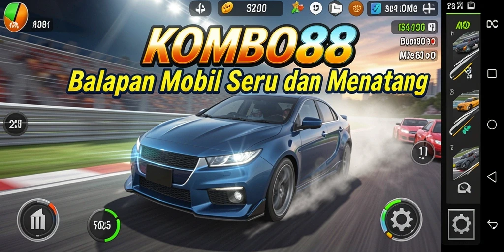 Antarmuka menarik dan fungsional dari KOMBO88 menunjukkan keseruan balap mobil.