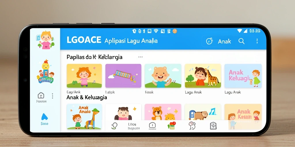 Antarmuka LGOACE dengan lagu-lagu anak yang ceria.