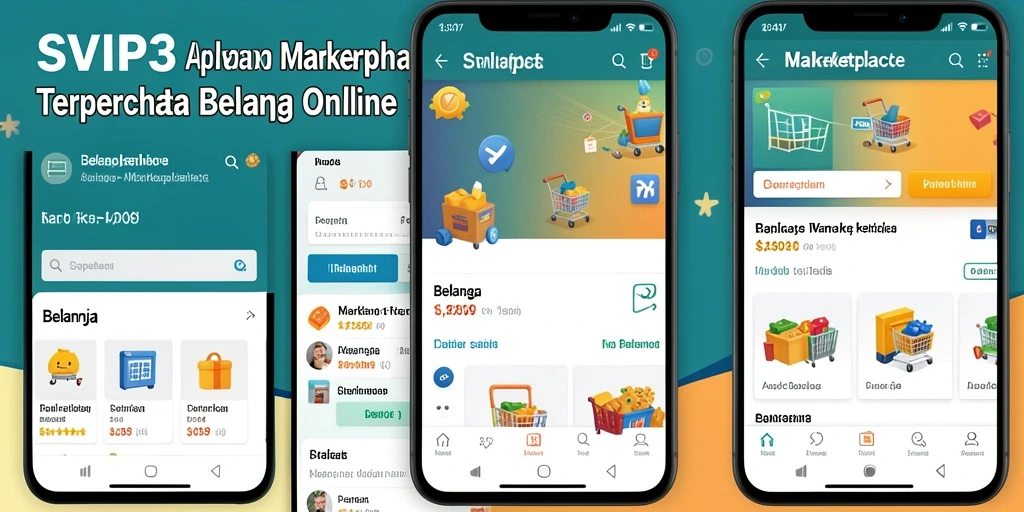 Tampilan antarmuka aplikasi SVIP3 yang menarik untuk berbelanja online.